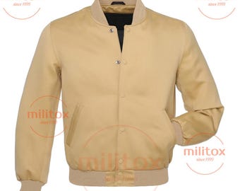 Yellow Satin Bomber Jacket - Vintage Varsity Letterman Style
