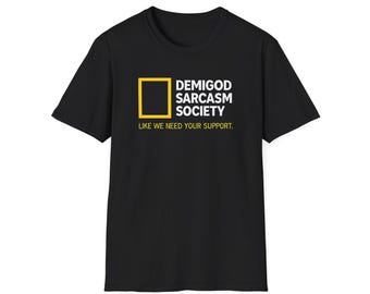 Camiseta de la Sociedad del Sarcasmo de los Semidioses, divertida camiseta de Percy Jackson, unisex, ropa sarcástica, top con temática mítica