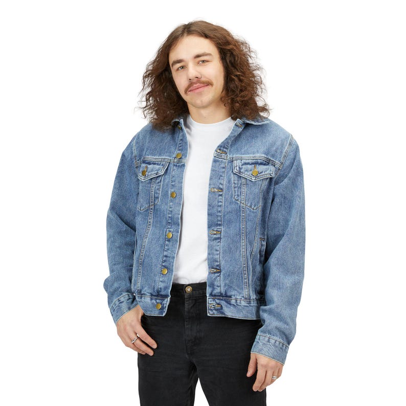 Denim Jacket, Funny Water Bottle Quote Apparel, Men's Outerwear, Gift for Him, Jacket with Humorous Saying, Personalized Denim Coat image 5