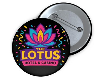Pin Buttons, The Lotus Hotel & Casino, Customized Badge Pins, Unique Lapel Pins, Percy Jackson Button Pins, Custom Pinback Buttons,