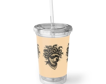 Acrylic Cup with Medusahuahua Design - Unique Coffee Mug, Quirky Tea Cup, Cute Gift for Dog & Mythology Lovers, Quirky Kitchen Decor