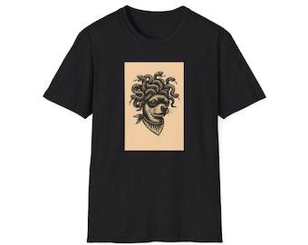 Unisex Softstyle T-Shirt, Medusahuahua Graphic Tee, Funny Snake Dog Design, Percy Jackson Pet, Cute Mythical Creature Shirt