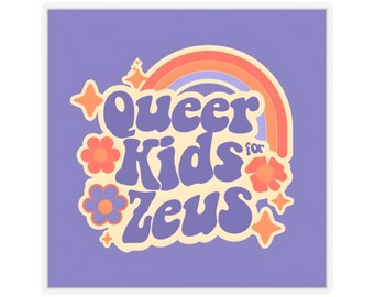 Kiss-Cut Stickers, Queer Kids for Zeus, LGBTQ Pride Stickers, LGBT Decor, Greek Mythology Art, Rainbow Sticker Set