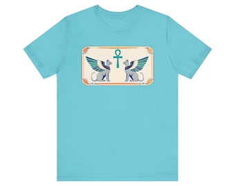Egyptian Cats Graphic T-Shirt | Winged Anubis Indie Tee