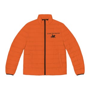 Camp Half-Blood herrjacka med puffermönster: orange fantasiytterkläder