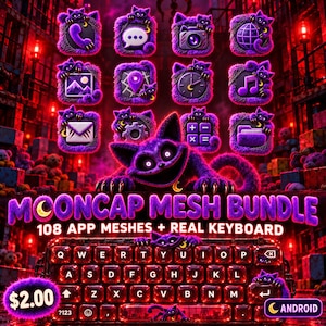 Mooncap Android-tema | 108 appnät + tangentbord | Anpassat launcher-skal