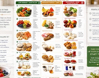 Low FODMAP Food List, Grocery List, Diet Foods, Meal Plan, Recipes, IBS Friendly, FODMAP Food Chart