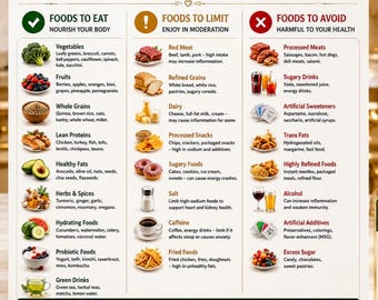 Custom Food List Digital Download, Personalized Nutrition Guide PDF, Foods to Eat, Limit & Avoid, Healthy Diet Printable | Instant Download