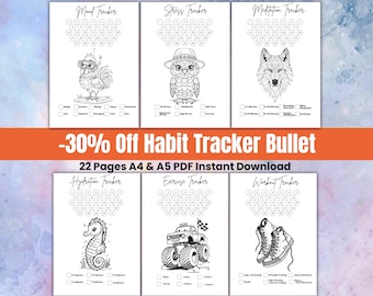 Monthly Habit Tracker Printable Page, Habites Tracker Coloring Mood Pages PDF A4 A5 World Cup 2026