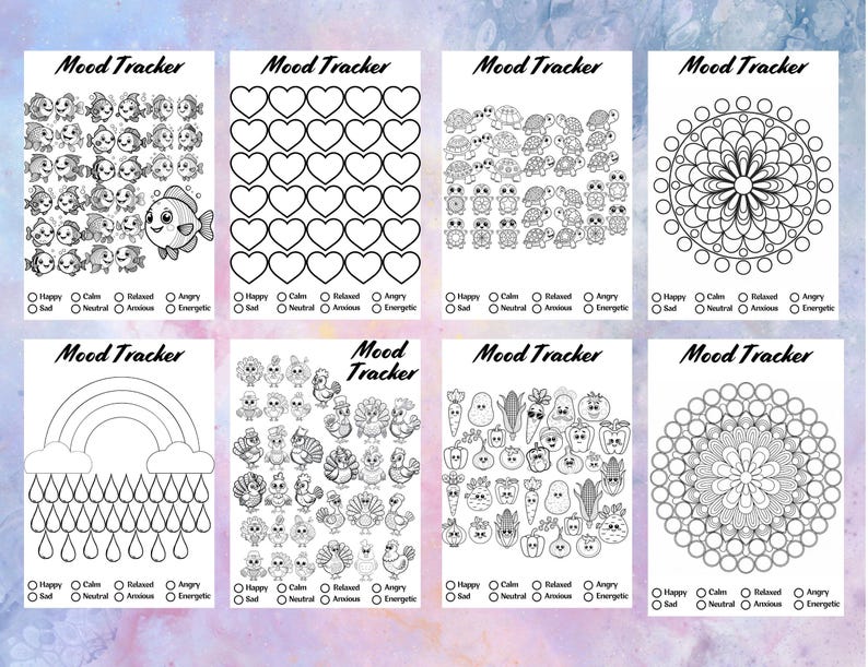 Mood Tracker Bullet Journal A4 Printable PDF, Digital Monthly Mood ...