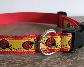 3/4" width Ladybug Woven Pattern Dog Collars