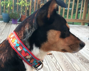 WIDE width BROCADE Padded Dog Collars - (made to measure) Larger dogs. Quick Release