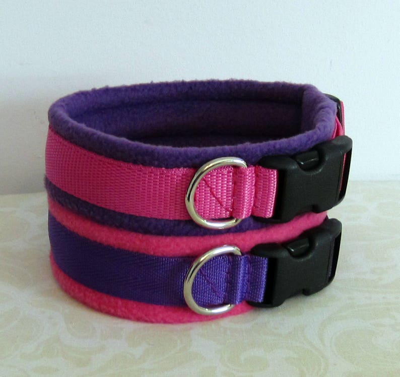 WIDE Width Fleece Padded Dog Collar Large dogs / sighthounds made to measure Quick Release image 3