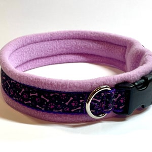 MEDIUM width Fleece Padded Funprints Dog Collars made to measure Quick Release image 4