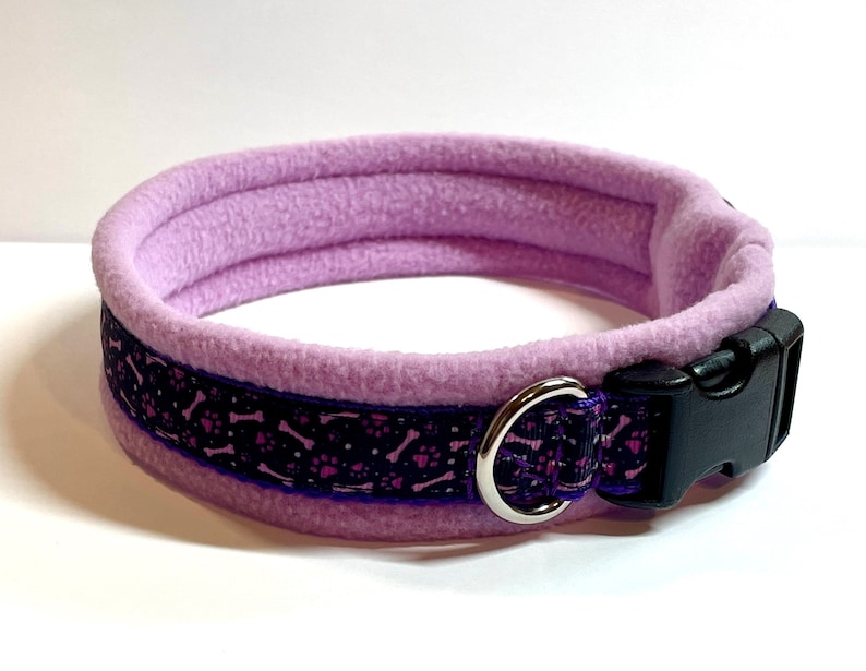 MEDIUM width Fleece Padded Funprints Dog Collars made to measure Quick Release image 4