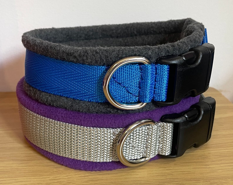 WIDE Width Fleece Padded Dog Collar Large dogs / sighthounds made to measure Quick Release image 5