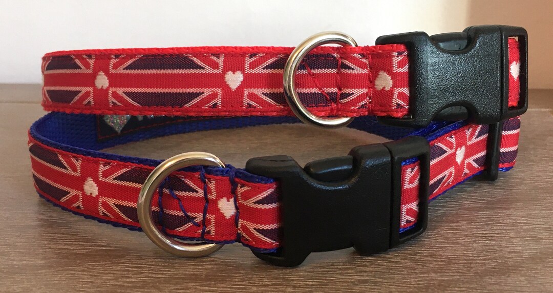 3/4 Width Union Jack Dog Collar, British Flag Etsy