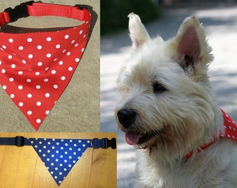 Bandana Dog Collar - many polkadot colour choices, all sizes