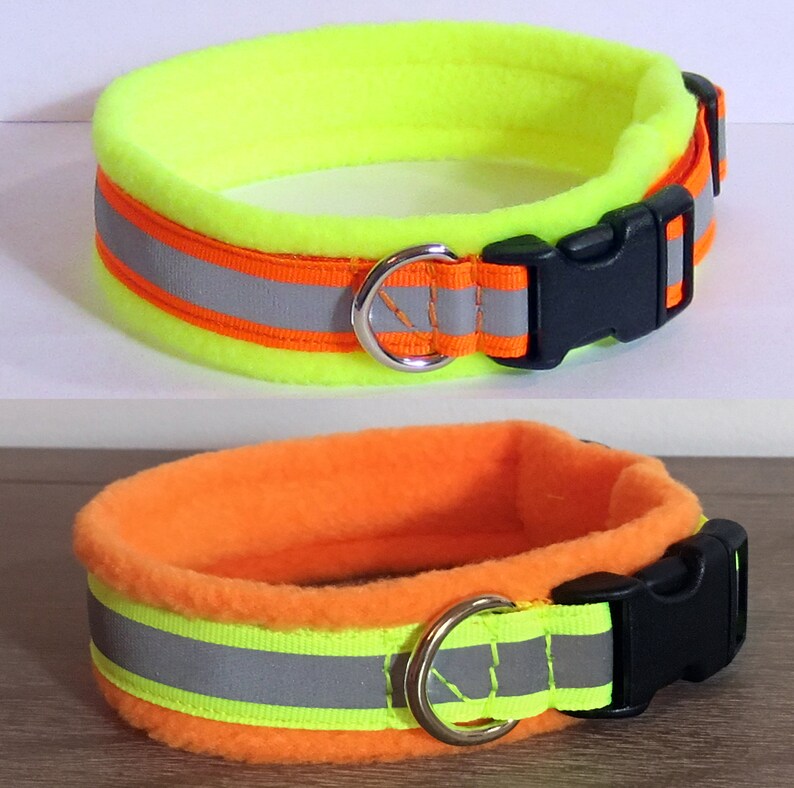 MEDIUM Width Reflective Safety Colours Padded Dog Collar Etsy