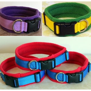 WIDE Width Fleece Padded Dog Collar Large dogs / sighthounds made to measure Quick Release image 1