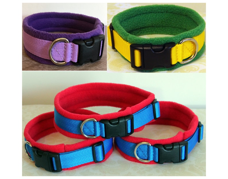 WIDE Width Fleece Padded Dog Collar Large dogs / sighthounds made to measure Quick Release image 1