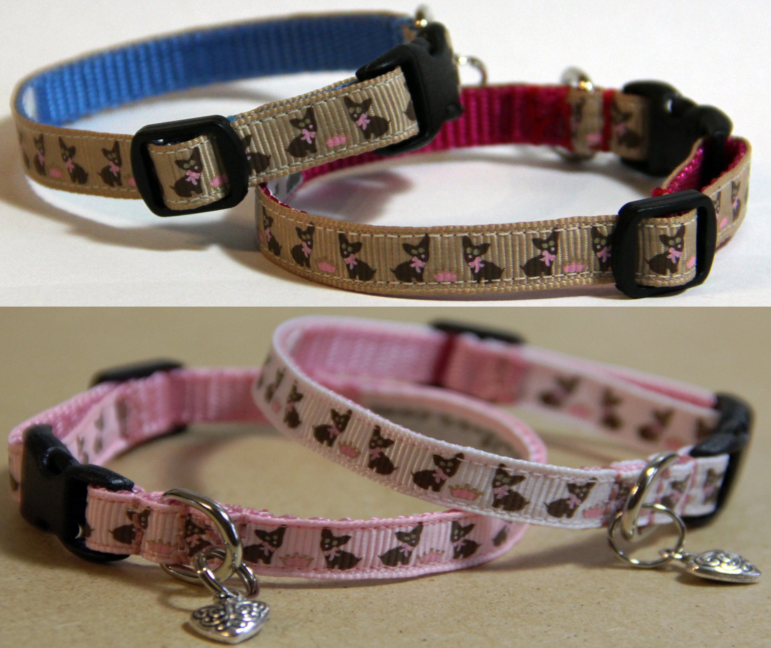 Chihuahua / Teacup Dog Collars choice of colours and collar Etsy