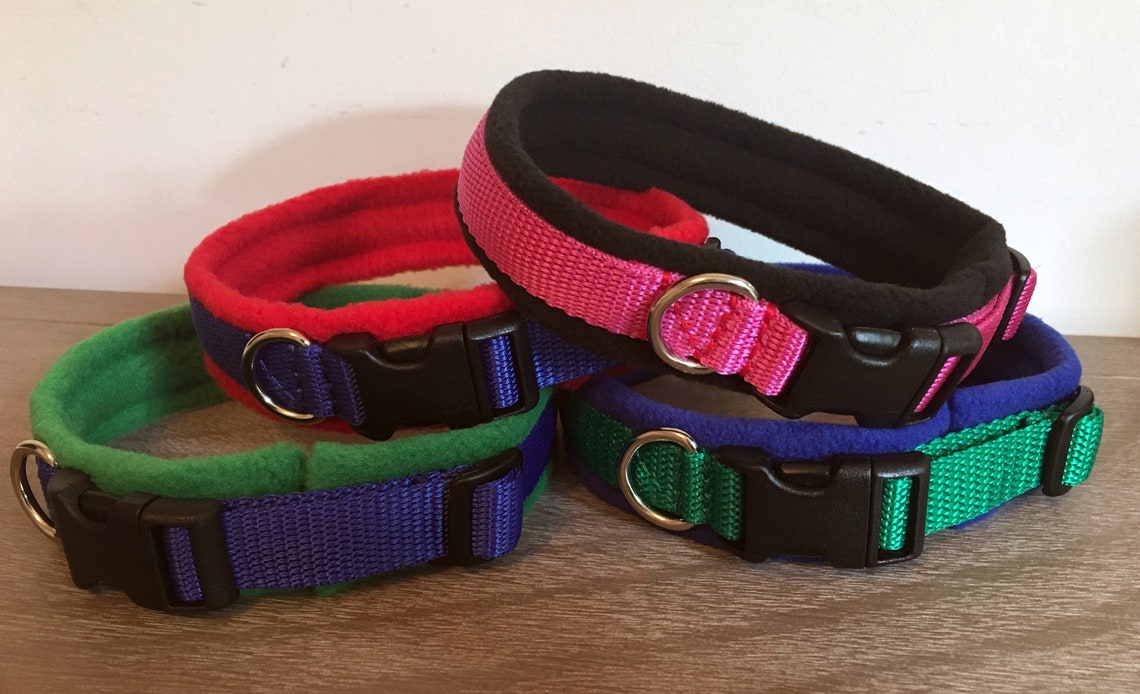 MEDIUM Width Fleece Padded Dog Collar made to measure Quick Etsy