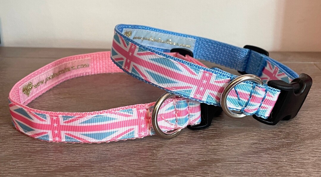3/4 Width Pastel Union Jack Dog Collars British Flag Etsy