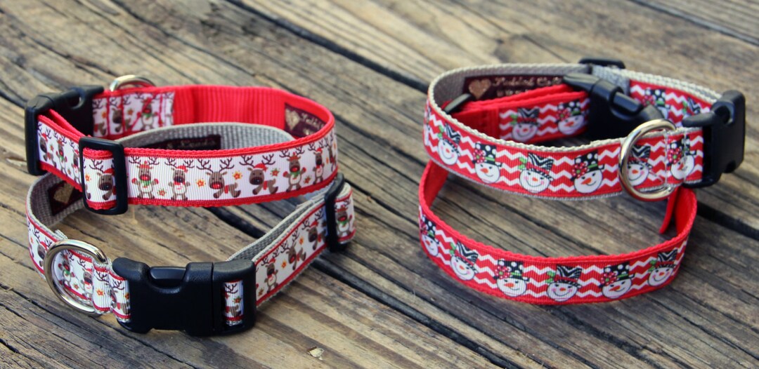 1 Width Festive / Christmas Dog Collars Snowmen / Etsy(02)
