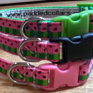3/8" width Pink Watermelon Pattern Dog Collar - small / tiny dogs / puppies