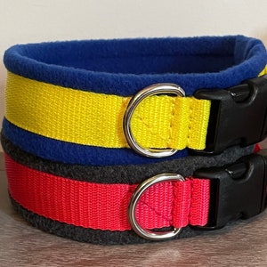 WIDE Width Fleece Padded Dog Collar Large dogs / sighthounds made to measure Quick Release image 8