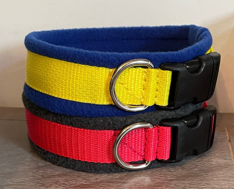 WIDE Width Fleece Padded Dog Collar Large dogs / sighthounds made to measure Quick Release image 8