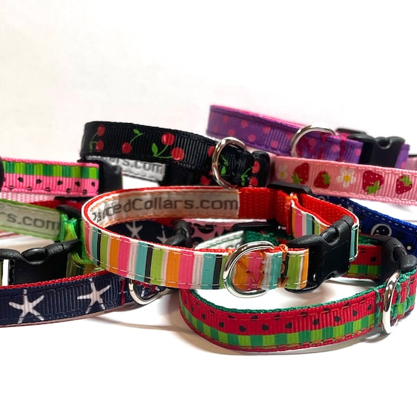 3/8" width Fun Prints Dog Collar - narrow width for small dogs / puppies
