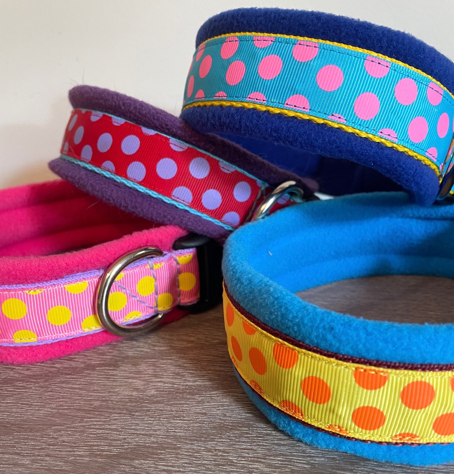 WIDE Width Padded Spotty Print Dog Collars made to Measure Etsy