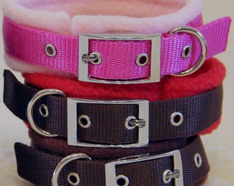 MEDIUM Width Fleece Padded Buckle/Eyelet Dog Collar (made to measure)