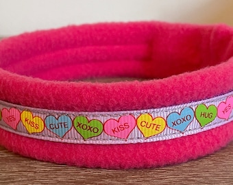 NARROW width Padded Valentines DOG Collars - for small dogs / puppies (made to measure)