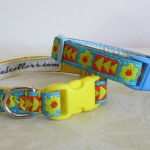 3/8" width Tri-Flower Brocade Dog Collars - narrow width for small dogs / puppies / teacup or tiny dogs