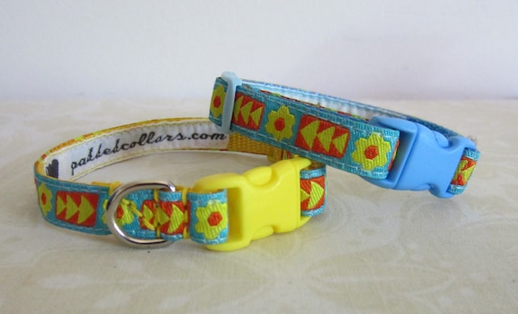 3 8 Width Tri flower Brocade Dog Collars Narrow Width for Small
