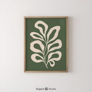 Olive Green Botanical Print: Abstract Minimalist Art (Digital Download
