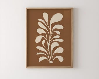 Minimalistisch, botanisches Poster: Erdige Tontöne, Boho Wandkunst (Digitaler Download)