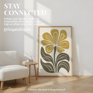 Mid Century Modern Botanical Print: Olive Green Japandi Wall Art (Digital Download) image 6