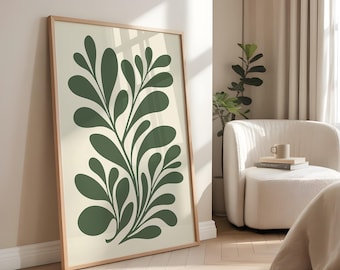 Impression de feuilles botaniques : oeuvre d&#39;art murale minimaliste moderne Mid-Century (téléchargement numérique)