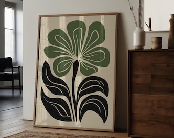 Minimalistische botanische print: Japanse bohokunst aan de muur (digitale download)