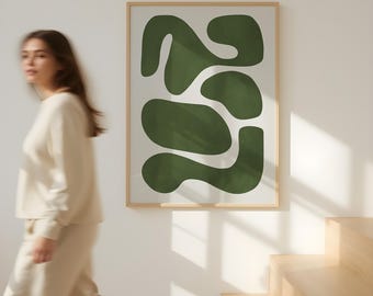 Green Abstract Art Print: Minimalist Japandi Decor (Digital Download)