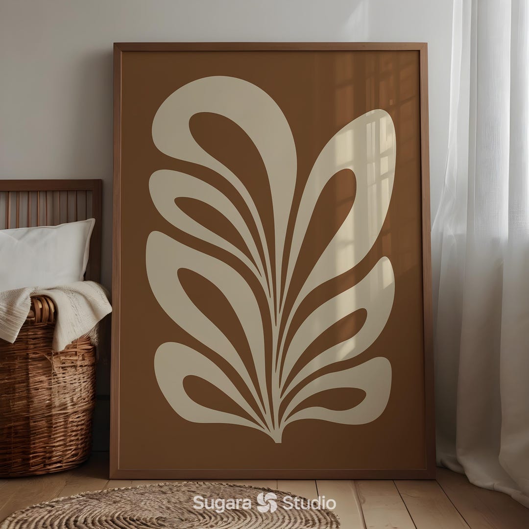 Abstract Botanical Print: Mid Century Modern Earth Tone Wall Art ...