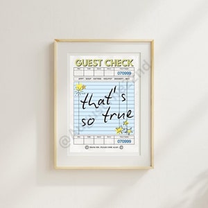 That&#39;s So True - Gracie Abrams Guest Check Poster/Print