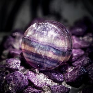 Rainbow Fluorite Plug / Gauge - Double Flare Stone Ear Plugs / Gauges in 6mm (2g) - 40mm (1 9/16&quot;)