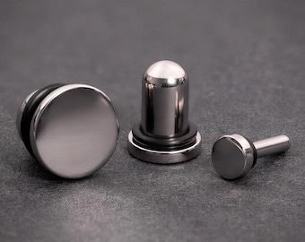 Silver Steel Single Flare Metal Plug / Ear Gauge. 316L Surgical Steel Ear Gauges For Dead Stretching Stretched Ears