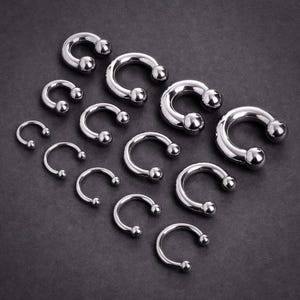 Titanium Nose Ring, Circular Barbell Piercing - Horseshoe Septum - 0G, 2G, 4G, 6G, 8G, 10G, 12G - Sizes 5mm to 12mm