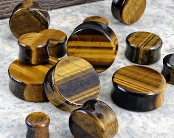 Tapones/calibres de ojo de tigre - Tapones/calibres de piedra de doble ensanchamiento en 10 mm (00g) - 30 mm (1.18") *¡SIN IMPUESTOS!
